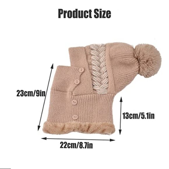Fleece Lined Balaclava Beanie Set, One-Piece Winter Mask for Outdoor Activities main image 7